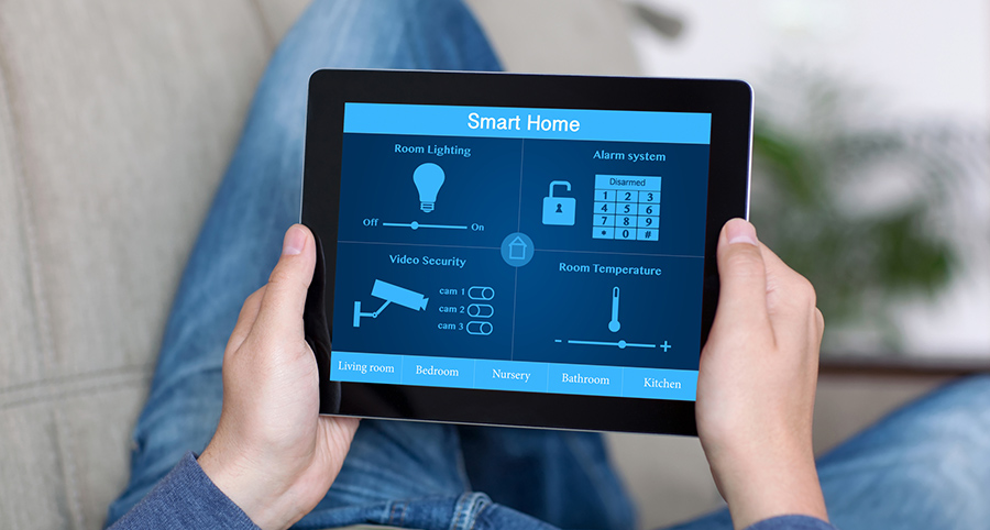 The ability to access and control security components from a mobile device is one of the top smart home trends in Saginaw. Close-up of smart home security app.